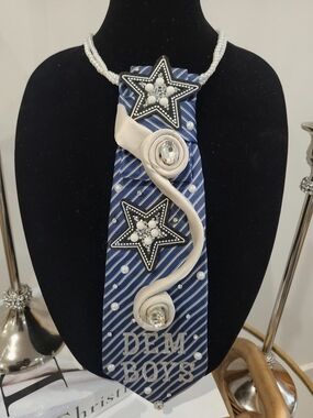 Dallas Blue and Gray Embellished Statement Necklace